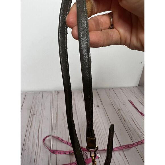Etra Vintage Gray Suede Crosshatch Gold Detail Crossbody Purse - Picture 10 of 14